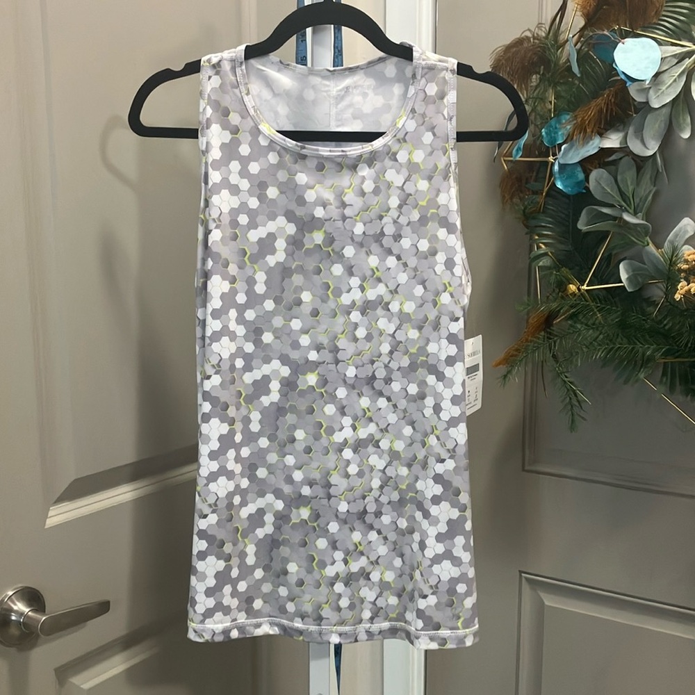 Gray Sequin Sleeveless Tank Top in White